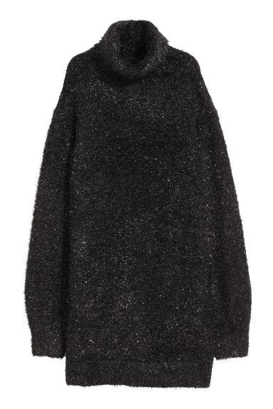 H & M - Knitted Polo-neck Dress - Black