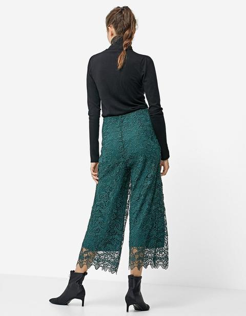 Pantaloni Culotte Di Pizzo Verde Bottiglia