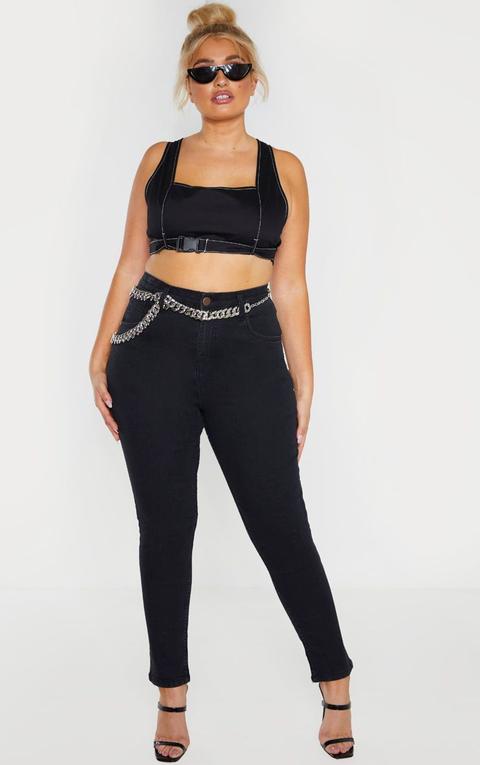 Plus Black High Waisted Skinny Jean, Black