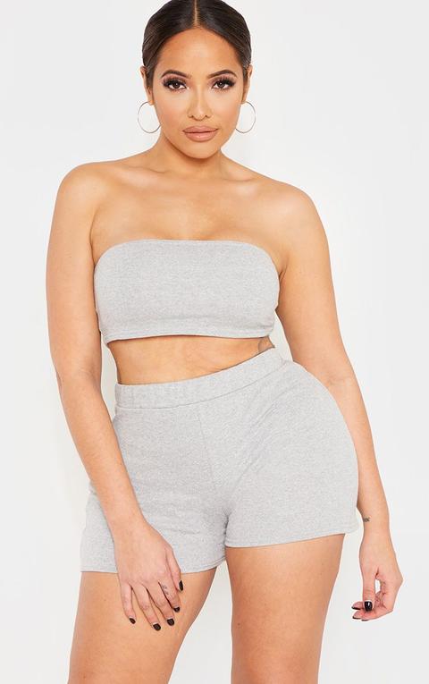 Shape Grey Marl Sweat Bandeau Crop Top