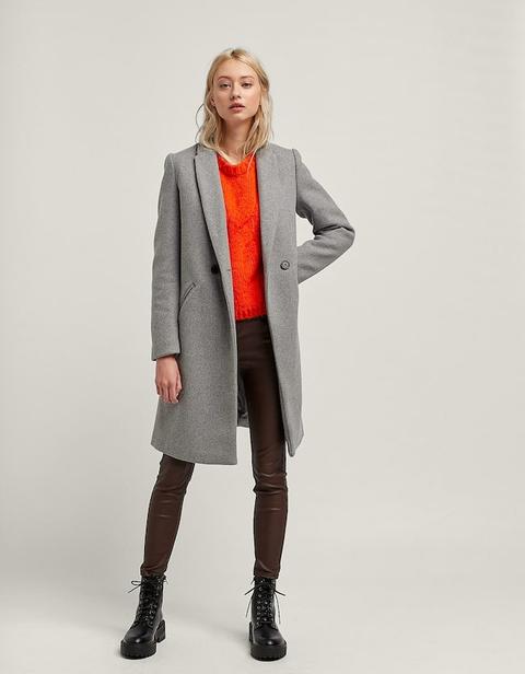 Cappotto Basic In Lana Grigio Medio