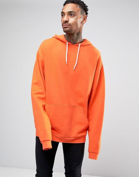 Sudadera Larga Y Extragrande De Manga Larga Con Capucha En Color Naranja De Asos