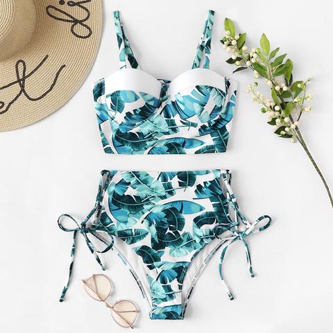 Set Bikini Con Stampa Casuale E Nodo