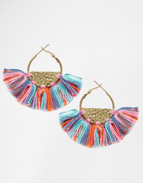 Pendientes De Aro Semicirculares Con Borla De Glamorous