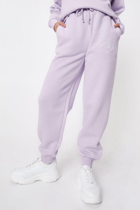 Womens Petite Active Society Embroidered Joggers