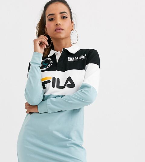 Vestido Camisero Estilo Rugby De Manga Larga Con Diseño Colour Block De Fila-multicolor