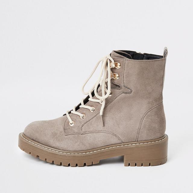 Grey Wide Fit Chunky Lace-up Boots from 