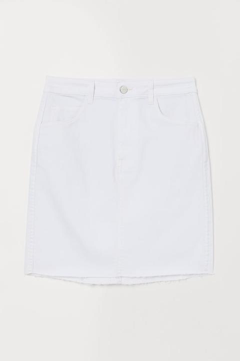 H & M - Gonna Corta In Jeans - Bianco