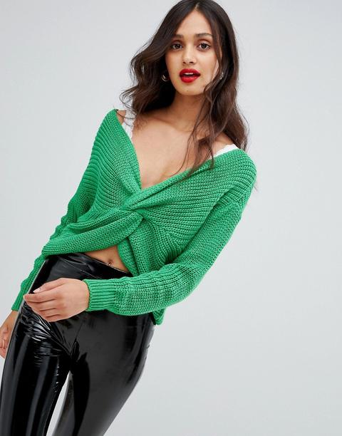 Ax Paris - Maglione Con Incrocio Sul Davanti - Verde