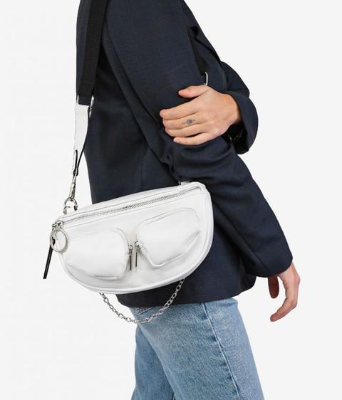 Bolso Riñonera Blanco Con Cadena