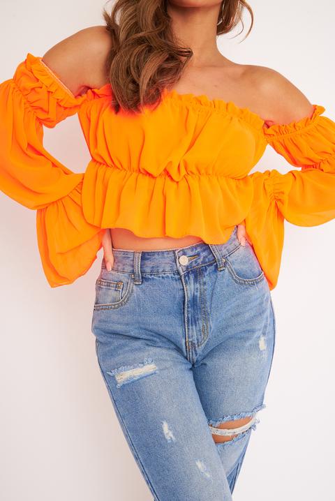 neon orange ruffle top