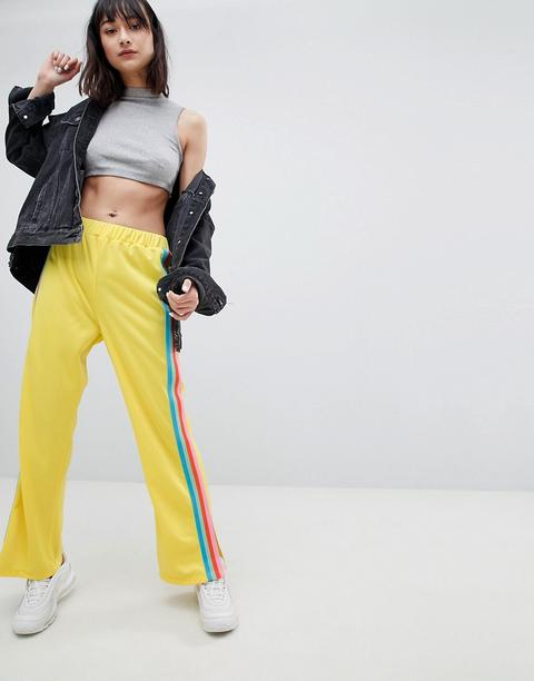 Pantalones De Chándal Con Raya Lateral Estilo Arcoíris Y Detalle De Abertura De Asos Design