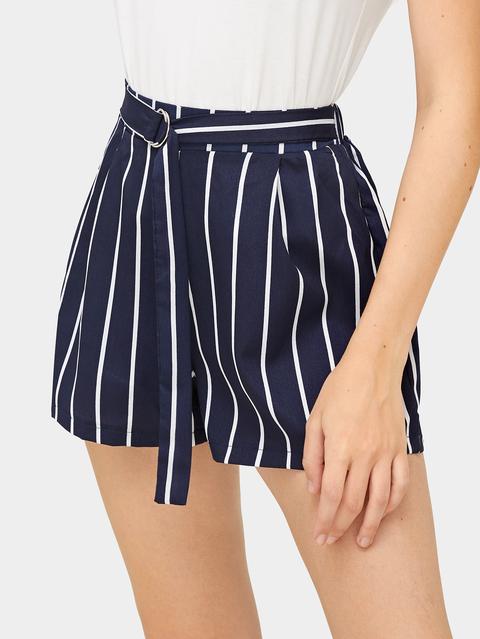 Shorts A Righe Con Cinture