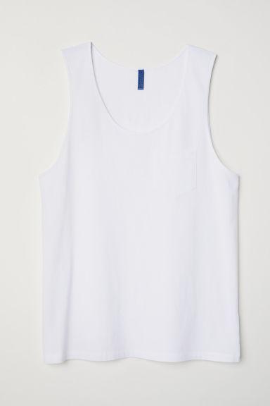 H & M - Canotta Con Taschino - Bianco