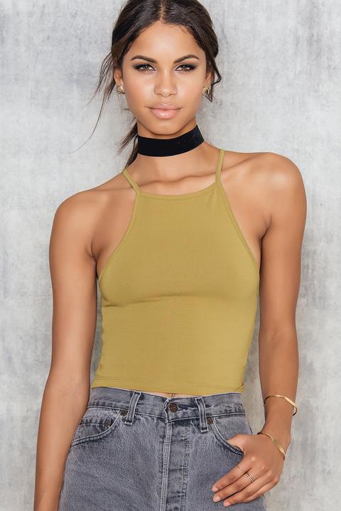 Jersey Cropped Crossback Top Green