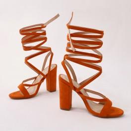 Julia Heels In Orange Faux Suede