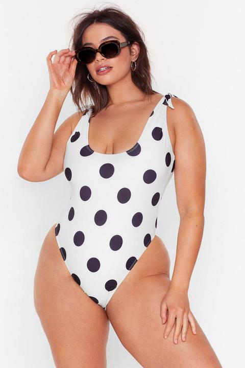 Polka Dot It Good Plus High-leg Swimsuit - Blanc - 26, Blanc