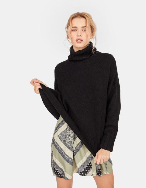 Maglia A Collo Alto Infeltrita Nero