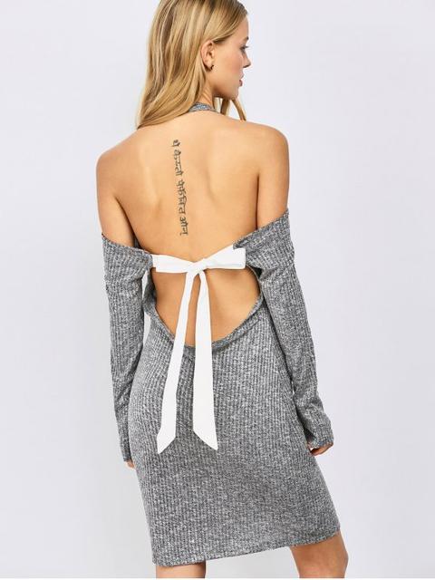 Knitting Bowknot Bodycon Dress