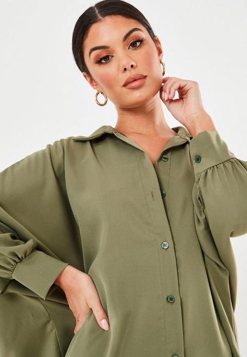 oversized khaki shirt dress