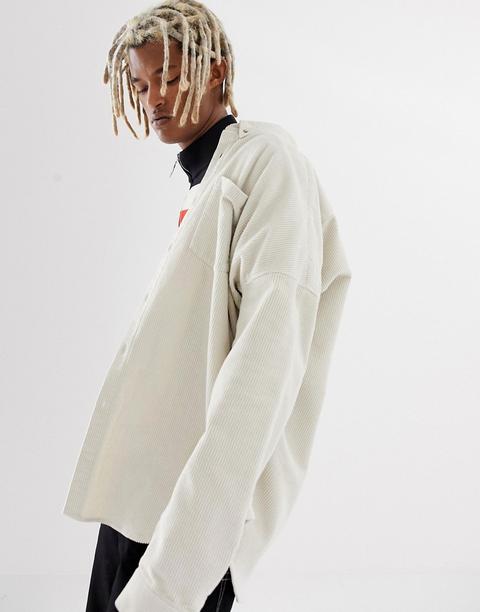 Collusion - Chemise Oversize En Velours Côtelé - Beige - Blanc