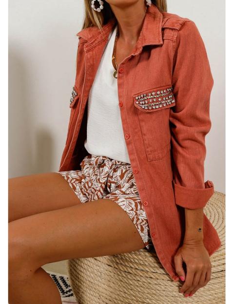 Sobrecamisa Teja Bolsillos Cristales