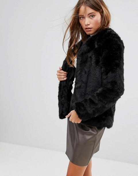 Pimkie Collarless Faux Fur Coat