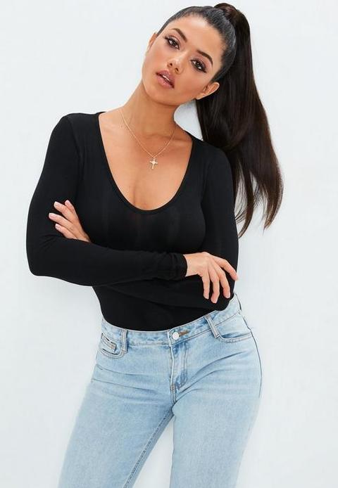 black v neck bodysuit