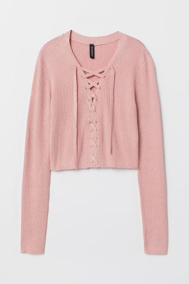 H & M - Pullover Corto Con Lacci - Rosa