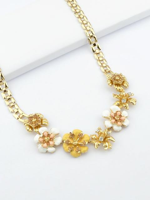 Collar Flor Diamante-dorado