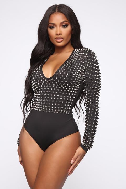 Black studded bodysuit Clearance