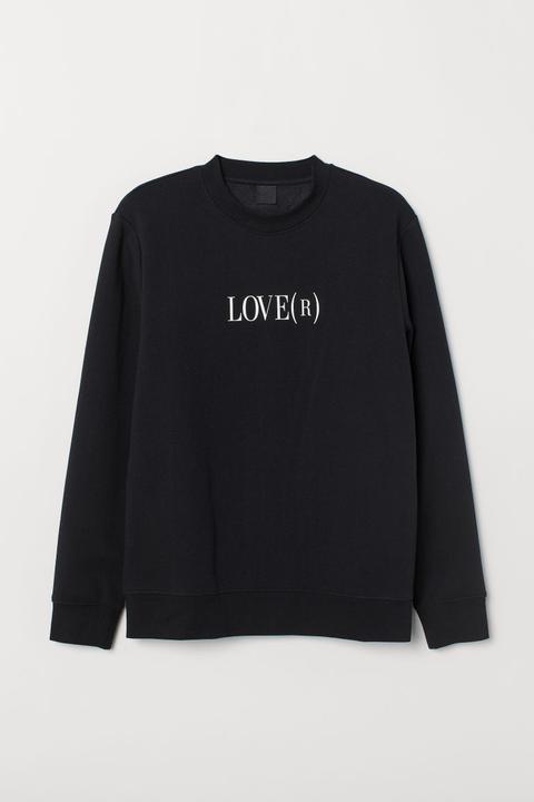 Sweatshirt Mit Druck - Schwarz - Herren