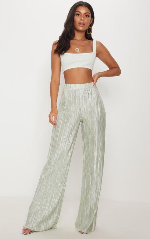 wide leg plisse trousers
