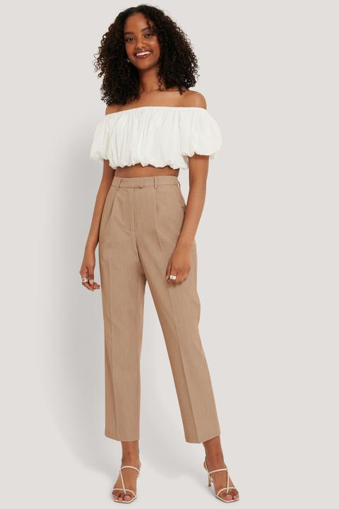 Na-kd Classic Straight Fit Suit Pants - Beige