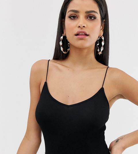 Asos Design Tall - Body A Canotta Nero Con Spalline Sottili - Nero