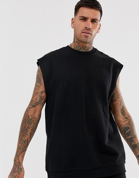 Asos Design – Ärmelloses Oversize-sweatshirt In Schwarz