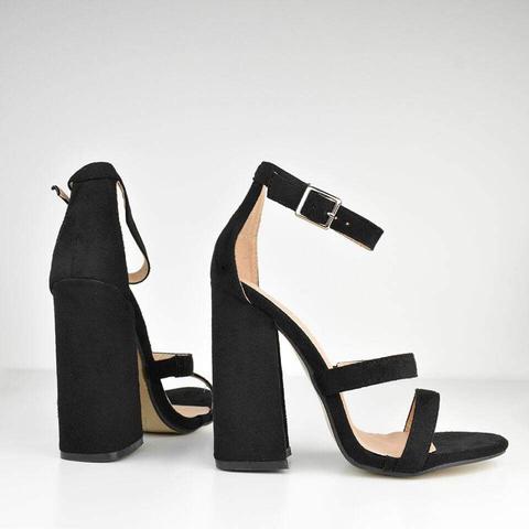 Eirene - Block Heel Multi Strap Sandals In Black