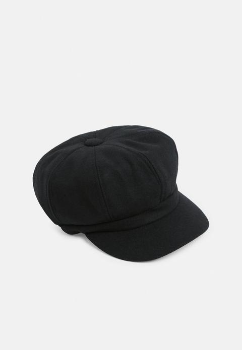 Black Brushed Baker Boy Hat, Black