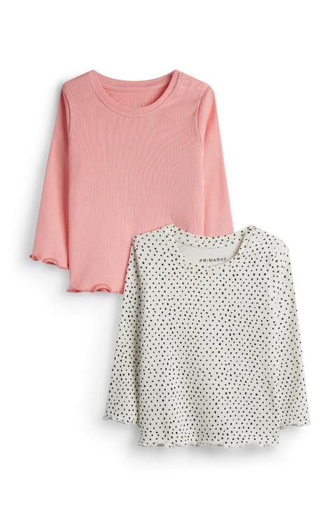 Lot De 2 T Shirts Gris Et Rose Bebe Fille From Primark On 21 Buttons