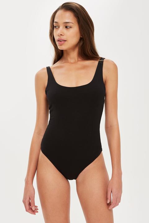 Womens Scoop Back Bodysuit - Black, Black