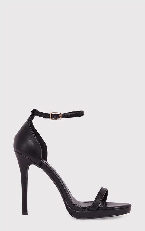 Enna Black Single Strap Heeled Sandals