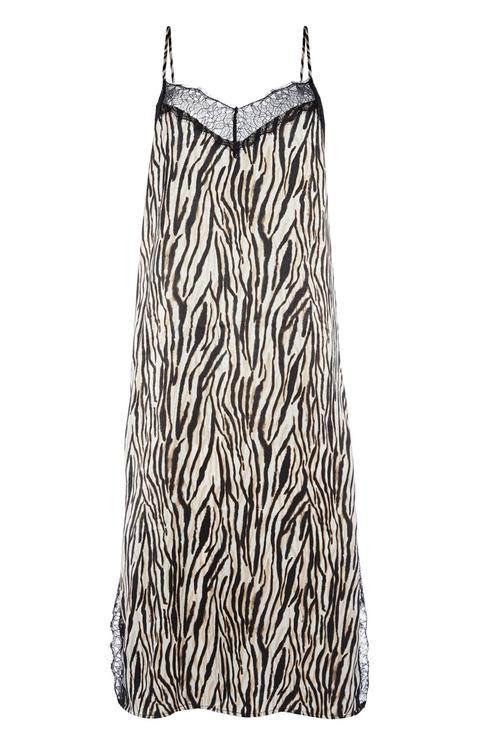 Zebra Print Satin Chemise