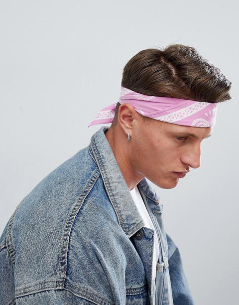 Asos Design Bandana In Pink With Bright Pink Design - Pink