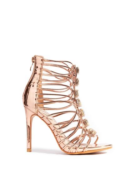 Anisa Rose Gold Jewelled Patent Heels