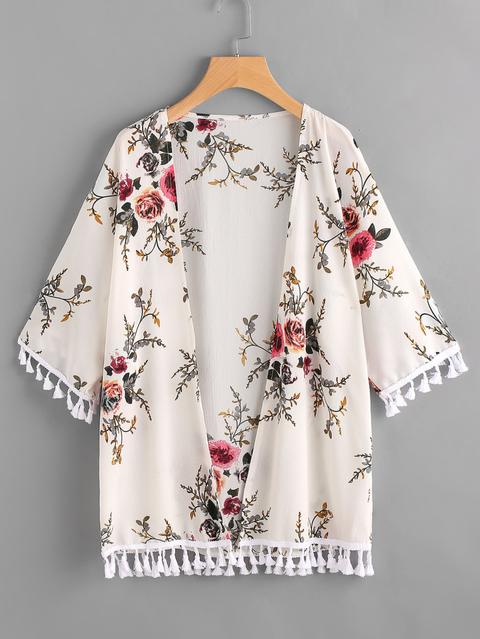 Kimono Con Stampa Floreale