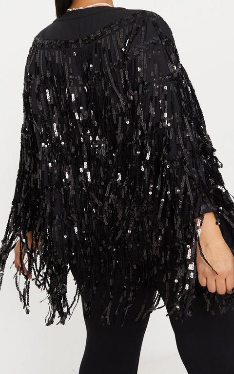 black sequin fringe jacket