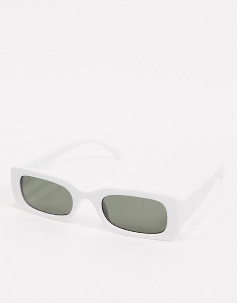 New Look - Lunettes De Soleil Rectangulaires - Blanc