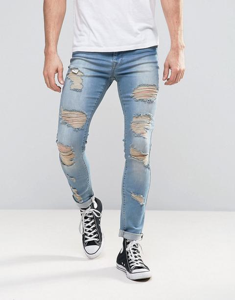 Brooklyn Supply Co - Jeans Grunge Chiari - Blu
