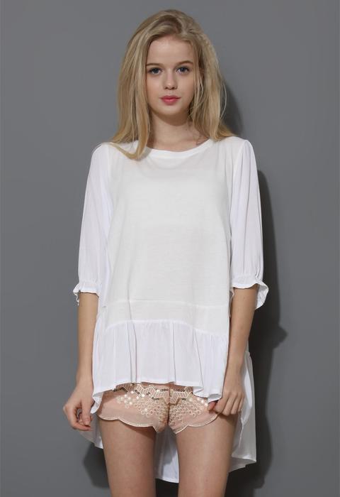 Cozy My Fav White Dolly Hi-lo Top