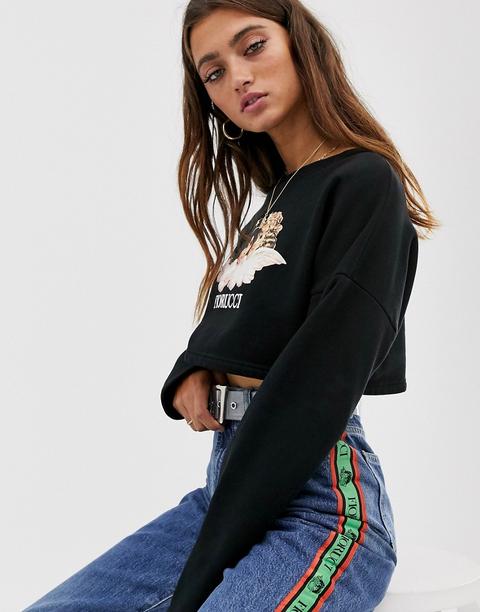 Fiorucci Vintage Angels Cropped Sweatshirt In Black from ASOS on